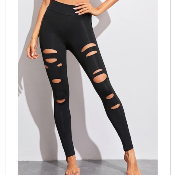 BLACK CUTOUT LEGGINGS- legging - Picture 4 of 6
